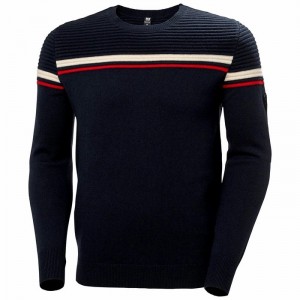 Férfi Helly Hansen Carv Knitted Pulóverek Sötétkék | PEKOI-9785