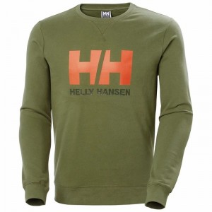 Férfi Helly Hansen Hh Logo Crew Sweat Pulóverek Zöld | QMGBJ-2359