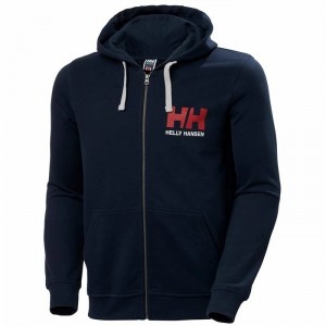 Férfi Helly Hansen Hh Logo Full Zip Up Hooded Pulóverek Sötétkék | AYHLC-6845
