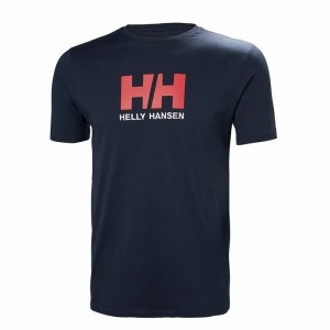 Férfi Helly Hansen Hh Logo Póló Sötétkék | ALJZB-0231