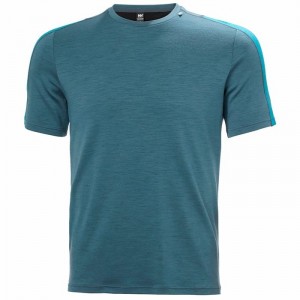 Férfi Helly Hansen Lifa Merino Lightweight Póló Türkiz | PXCZV-2791