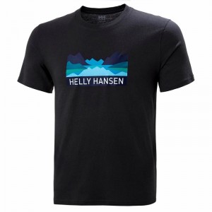 Férfi Helly Hansen Nord Graphic Póló Fekete | QNFRP-1247