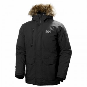 Férfi Helly Hansen Svalbard Parka Dzsekik Fekete | QKNEU-7159