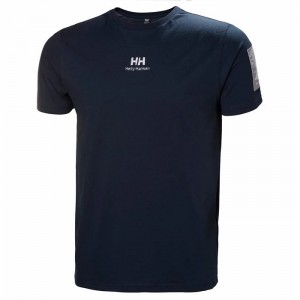 Férfi Helly Hansen Yu Patch Póló Sötétkék | UJKOA-3891