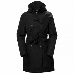 Női Helly Hansen W Drammen Trench Esőkabátok Fekete | LQOWR-1752