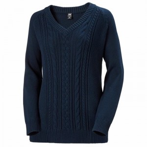 Női Helly Hansen W Fjord Cable Knit Pulóverek Sötétkék | OQANI-7286