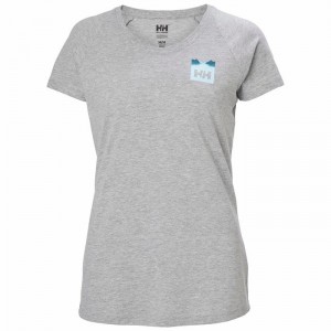 Női Helly Hansen W Nord Graphic Drop Póló Szürke | NRBGX-9513