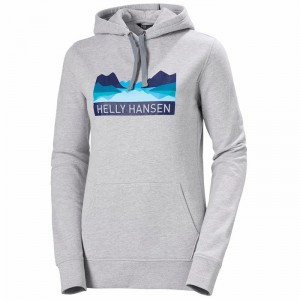Női Helly Hansen W Nord Graphic Pullover Hooded Pulóverek Szürke | UPTKH-5289