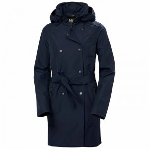 Női Helly Hansen W Welsey Ii Trench Esőkabátok Sötétkék | WECMZ-8279